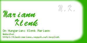 mariann klenk business card